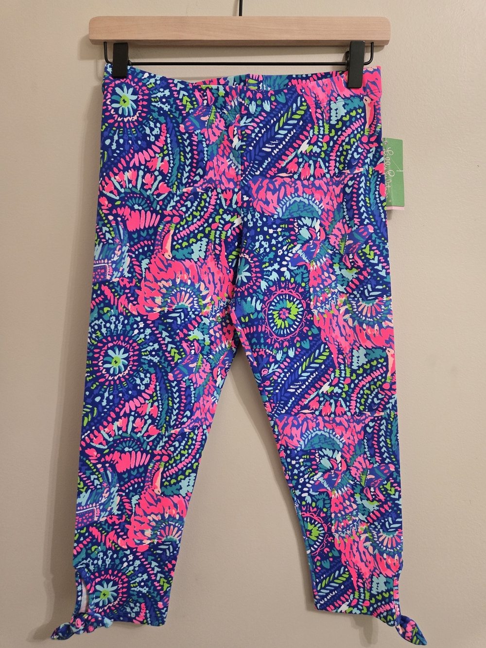 Lilly Pulitzer Girls Maia Leggings XL 12-14 No Prob Llama Print Side Tie NWT